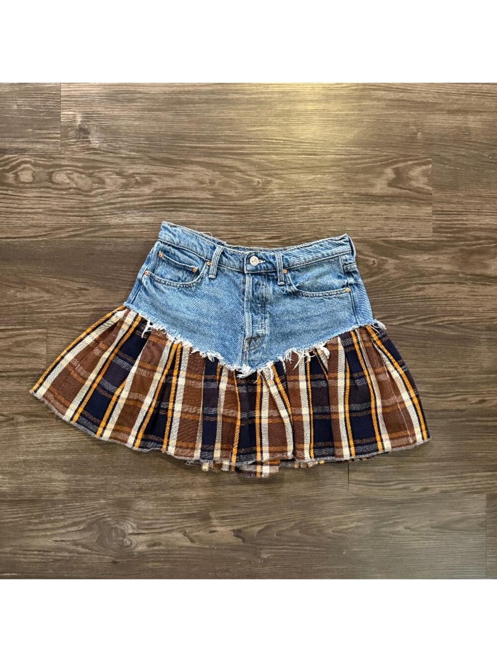 MOTHER The Fluff & Fold Denim Miniskirt